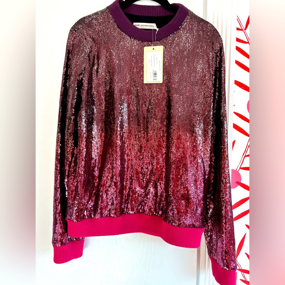 Mary Katrantzou Magpie Ombré-effect pink sweater